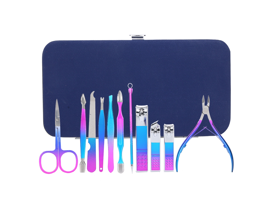 2026altiro-kit De 12 Ferramentas De Manicure E Pedicure: Tesoura De Sobrancelhas, Cortador De Unhas E Empurrador De Pele Morta (7023c)