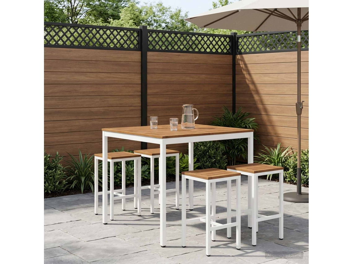 Vidaxl Mesa De Bar De Jardim Naarden Natural E Branco