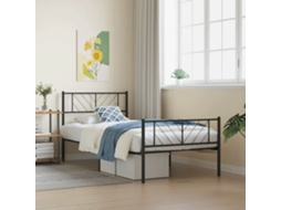 Vidaxl Estrutura De Cama Com Cabeceira E Pés 107x203 Cm Metal Preto