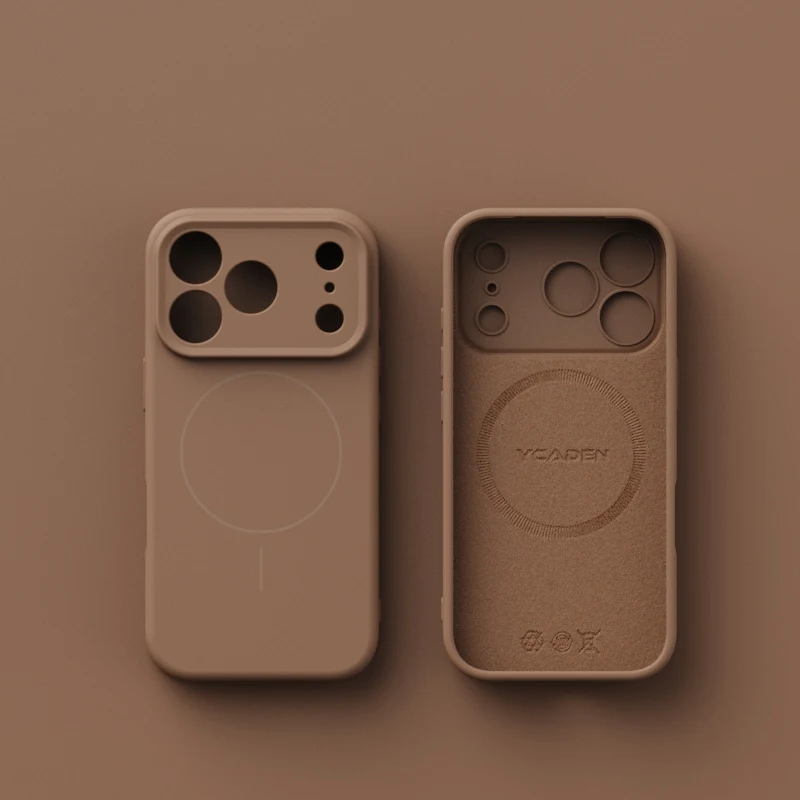 Capa De Silicone Líquido Para Iphone 12 (marrom) Com Função Magnética.