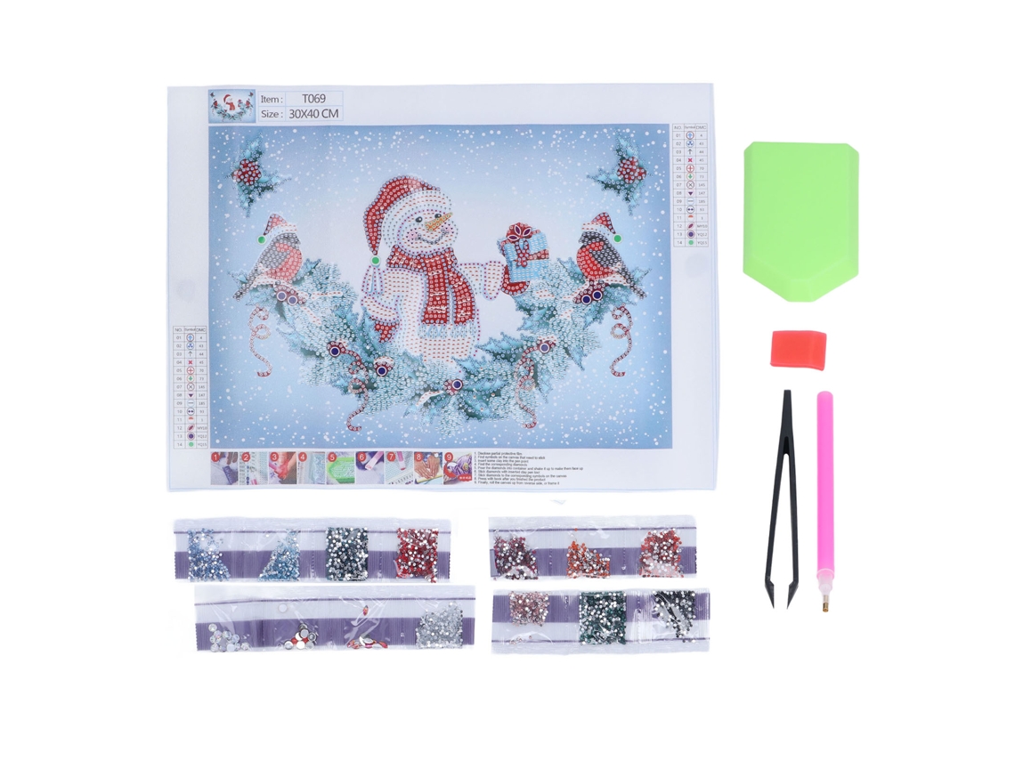 Kit De Pintura De Diamantes 5d Diy Niño Muñeco De Nieve Navideño Decorativo