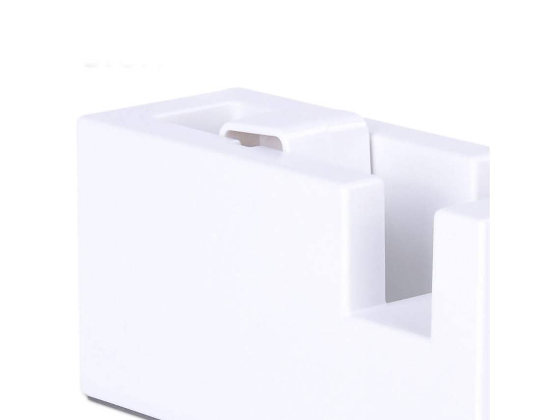 Dispensador de Fita Adesiva Portátil de Estilo Simples em Resina Abs para Mesa, Ideal para Escritório e Escola, na Cor Branca. GOKOCO