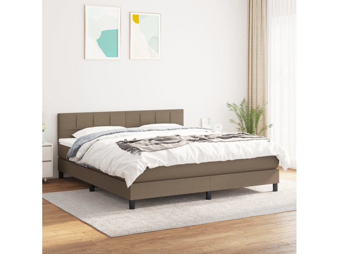 Vidaxl Cama Com Molas/colchão 180x200 Cm Tecido Castanho-acinzentado