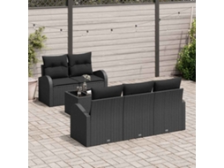Vidaxl Conjunto De Sofá De Jardim 6 Unid. 5-número De Lugares Preto