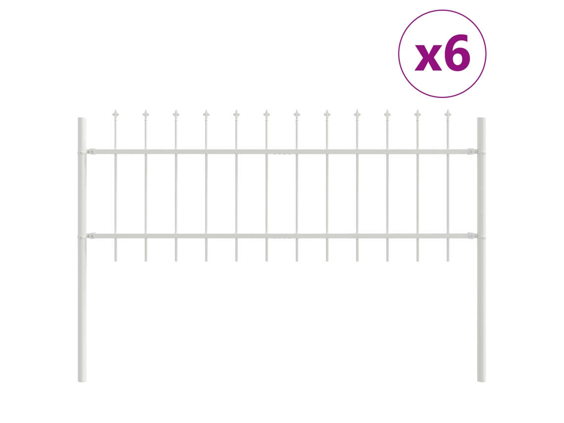 Conjunto 6 Painel De Jardim Vidaxl Branco Aço Revestido A Pó (10,2 X 0,6 M)