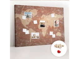 Quadro De Cortiça Com Impressão Mapa-múndi Em Tijolos Para O Corredor Espelharte (140x100 Cm)