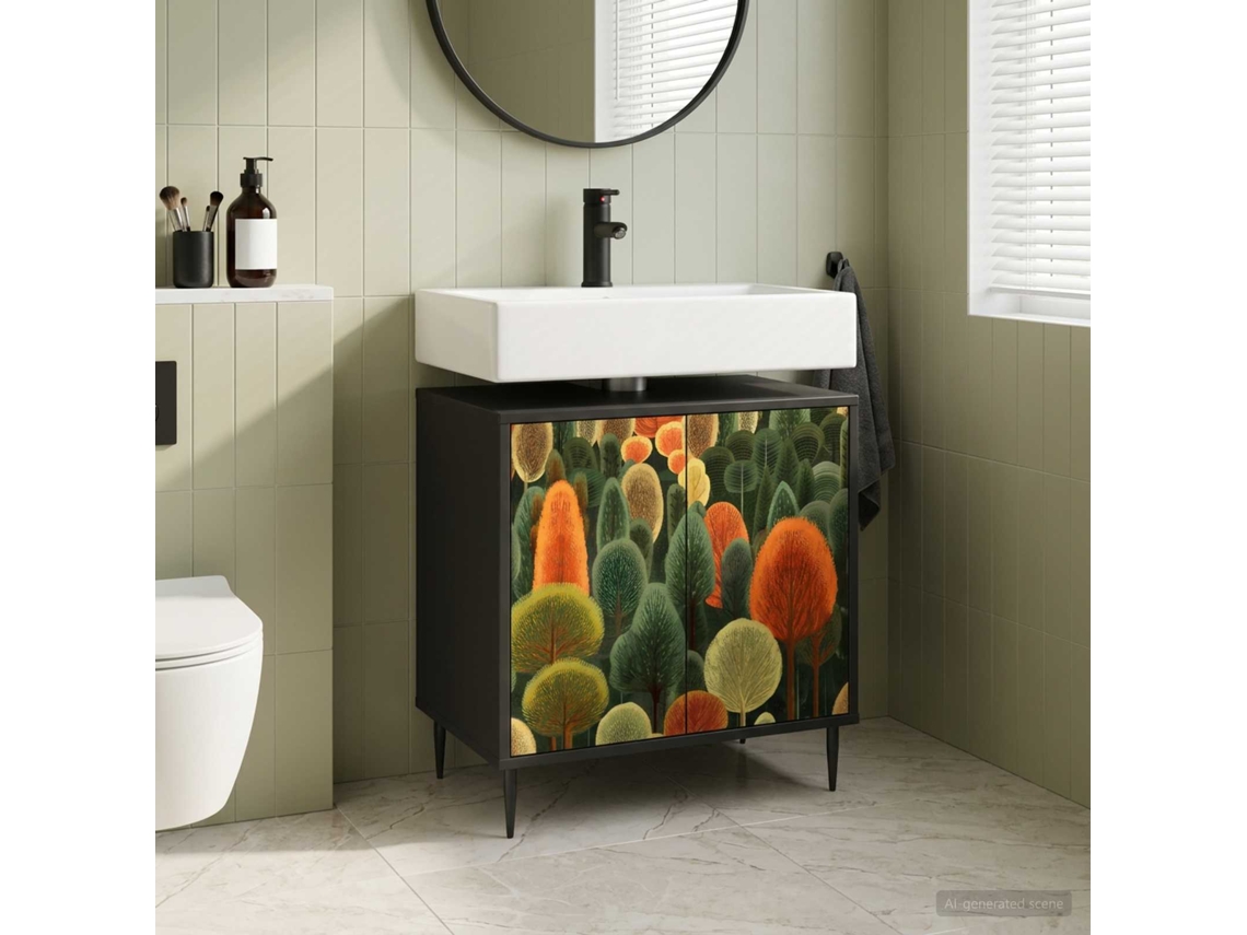 Vidaxl Armário De Banheiro Zaandam Carvalho Preto 60 X 40 X 61 Cm