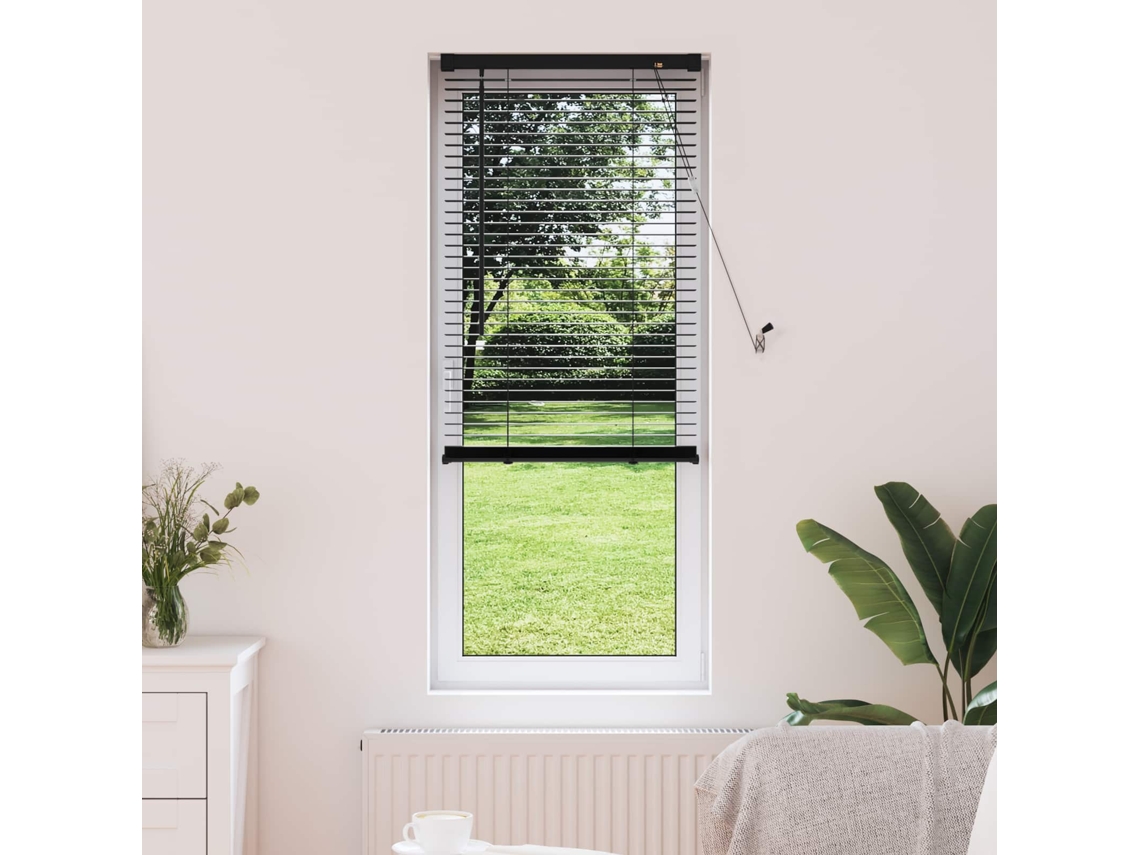 Vidaxl Cortina Veneziana Preto 150 X 50 Cm 25 Mm Pvc