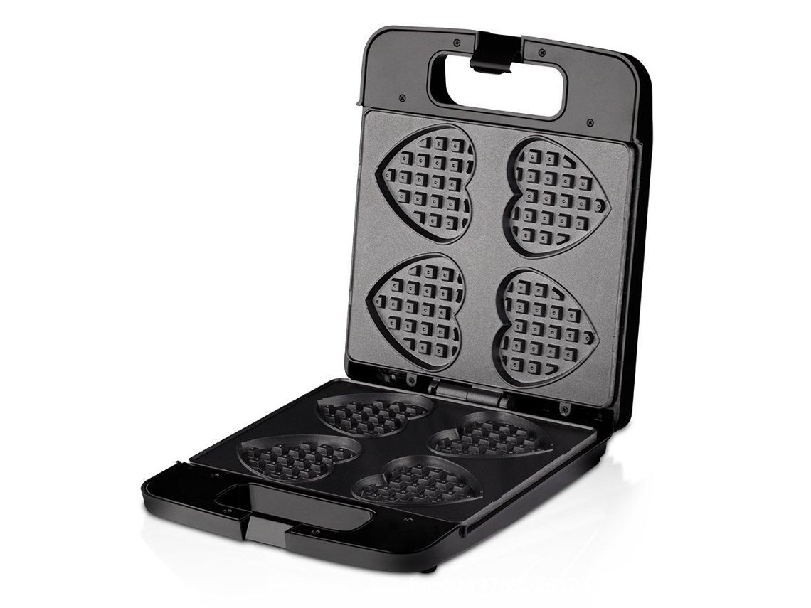 Mini Ferro de Waffle Coração LAXISCREED 1400W, aço inox, antiaderente