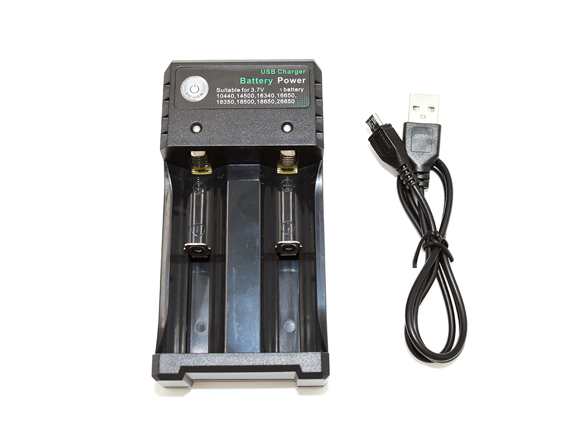 Cargador Portátil De Baterías Recargables 18650 De 2 Ranuras De Carga Rápida