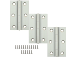 Dobradiças De Aço Inoxidável, Pacote Com 3 Unidades, Dobráveis, Para Armários, Portas E Janelas, Com Parafusos, 60x 38x