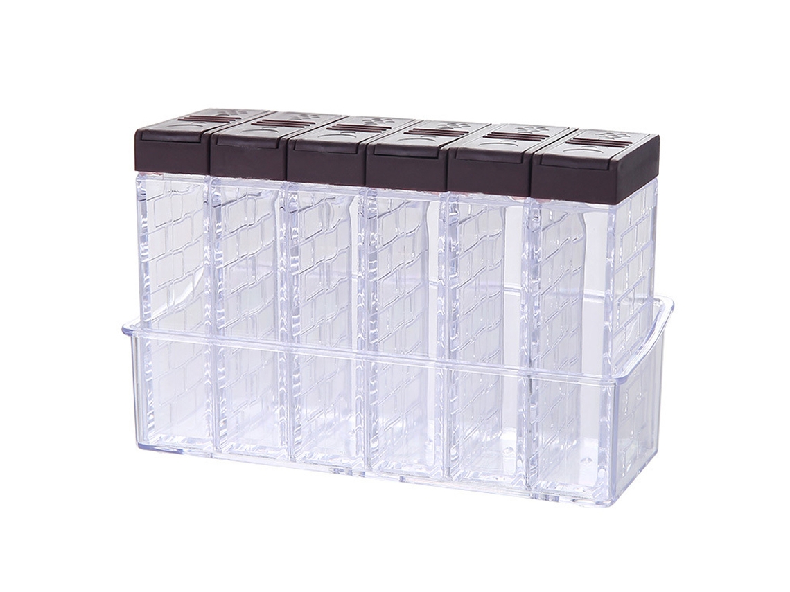 Conjunto de Potes de Especiarias 6 Peças Plástico para Camping e Cozinha NEVEANCE