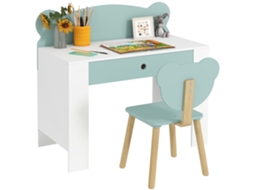 Secretária Infantil Com Cadeira, Gaveta E Amplo Tampo 80x41x74,5cm Verde