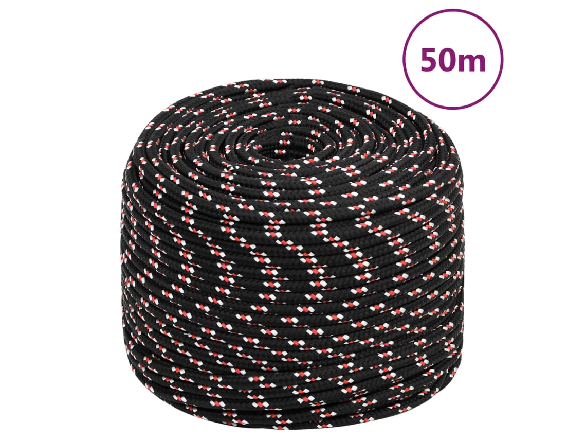 Vidaxl Corda De Barco 8 Mm 50 M Polipropileno Preto