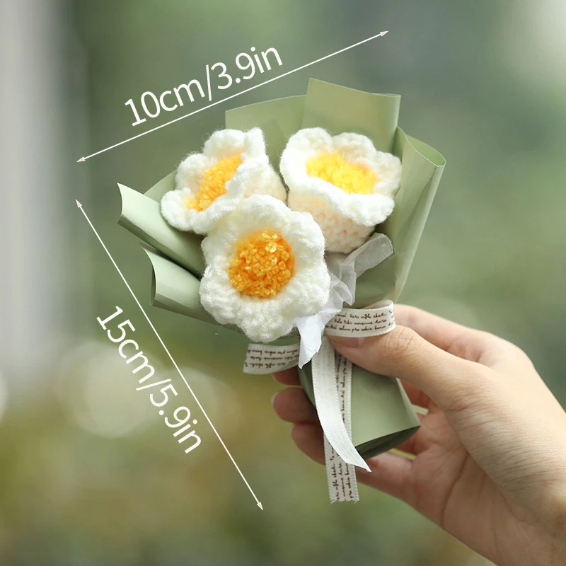 Buquês de Crochê, Mini Flores de Tricô em Formato de Bolha, Buquês Coloridos Feitos À Mão. MDUG
