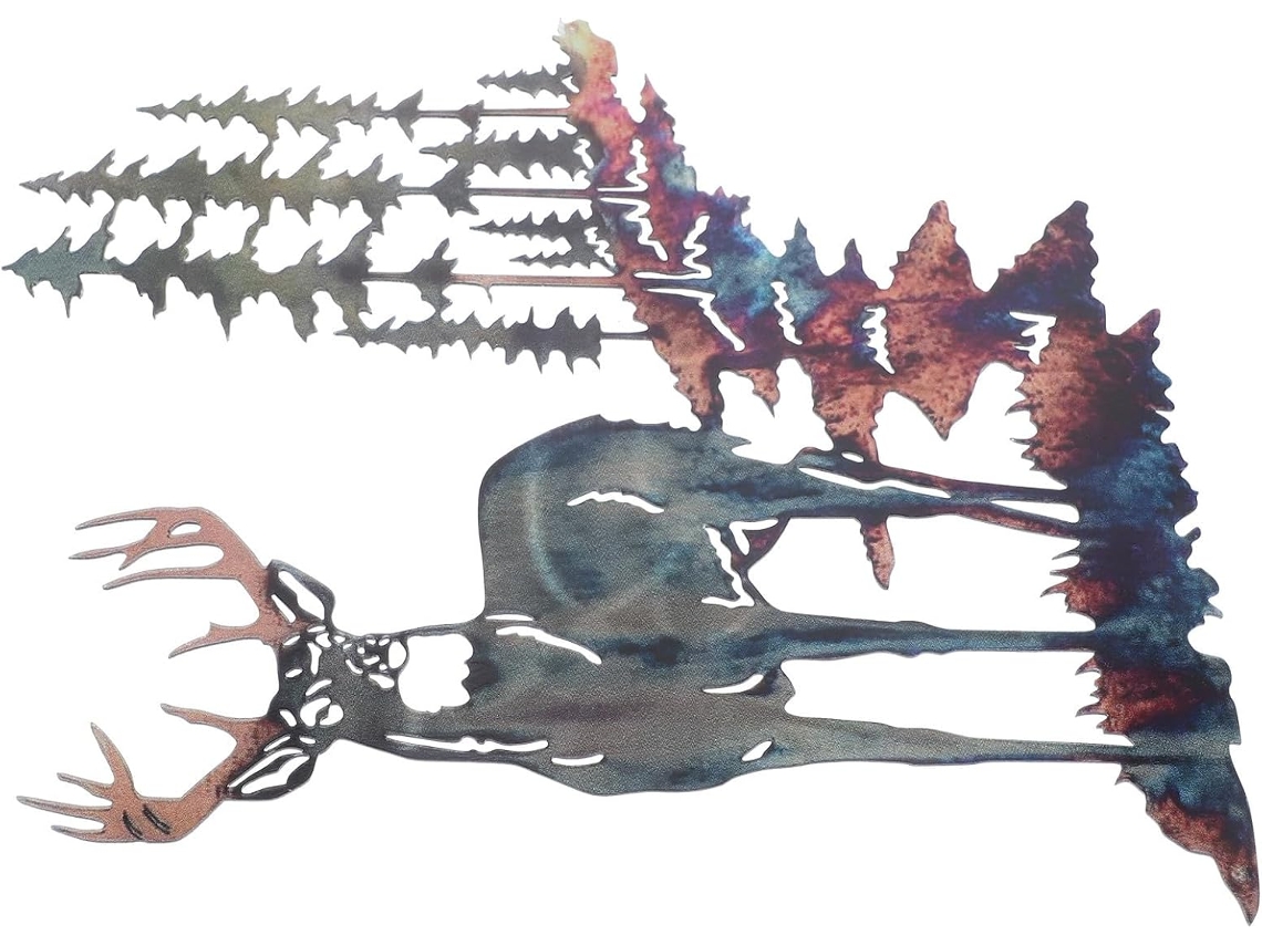 Decoração de Parede em Ferro Ounona com Motivo de Veado, Estatueta de Veado para Pendurar, Peça Decorativa Artesanal CHABERLU