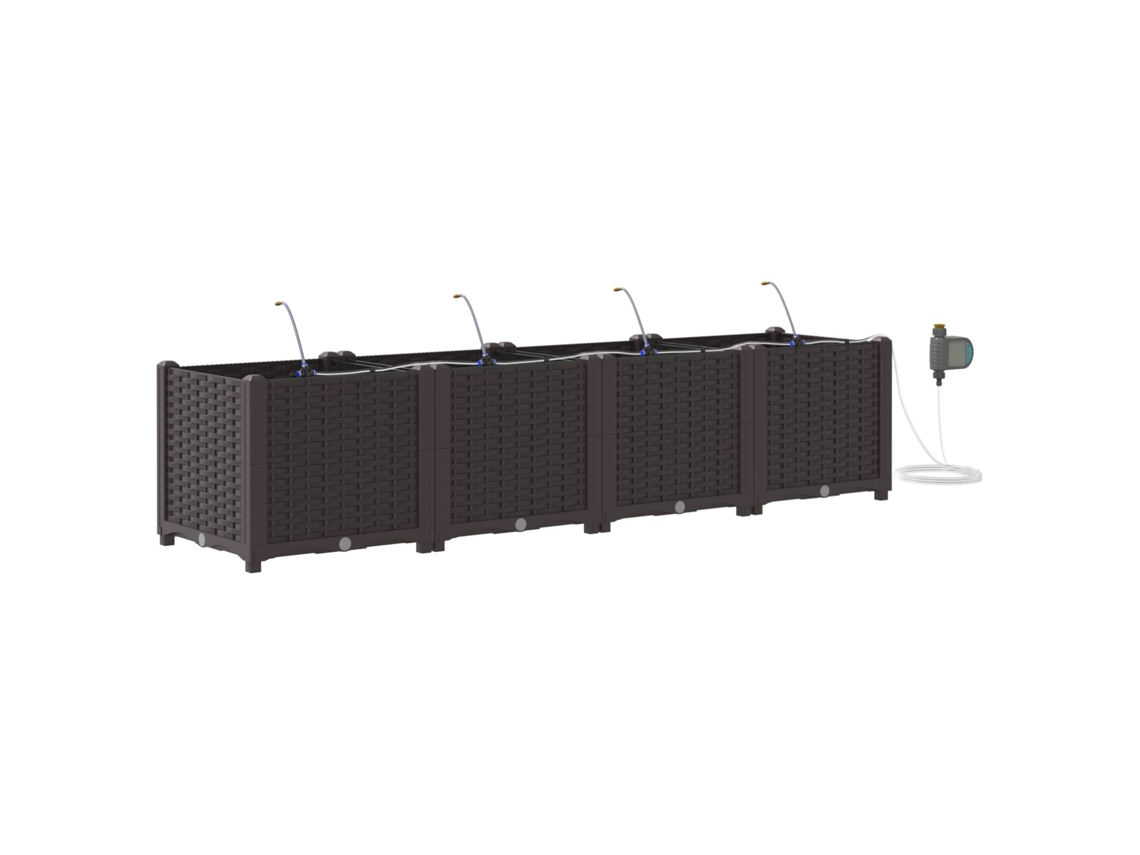 Conjunto 4 Vaso De Jardim Vidaxl Castanho Polipropileno (160 X 40 X 37,5 Cm)