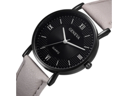 Relógio Masculino de Negócio Pulseira de Couro Pu Casual Quartzo Prata Cinza
