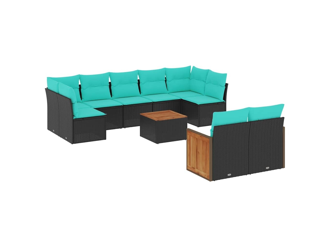 Conjunto de Sofá Jardim 3 Peças Almofadas Rattan Sintético MAISON EXCLUSIVE