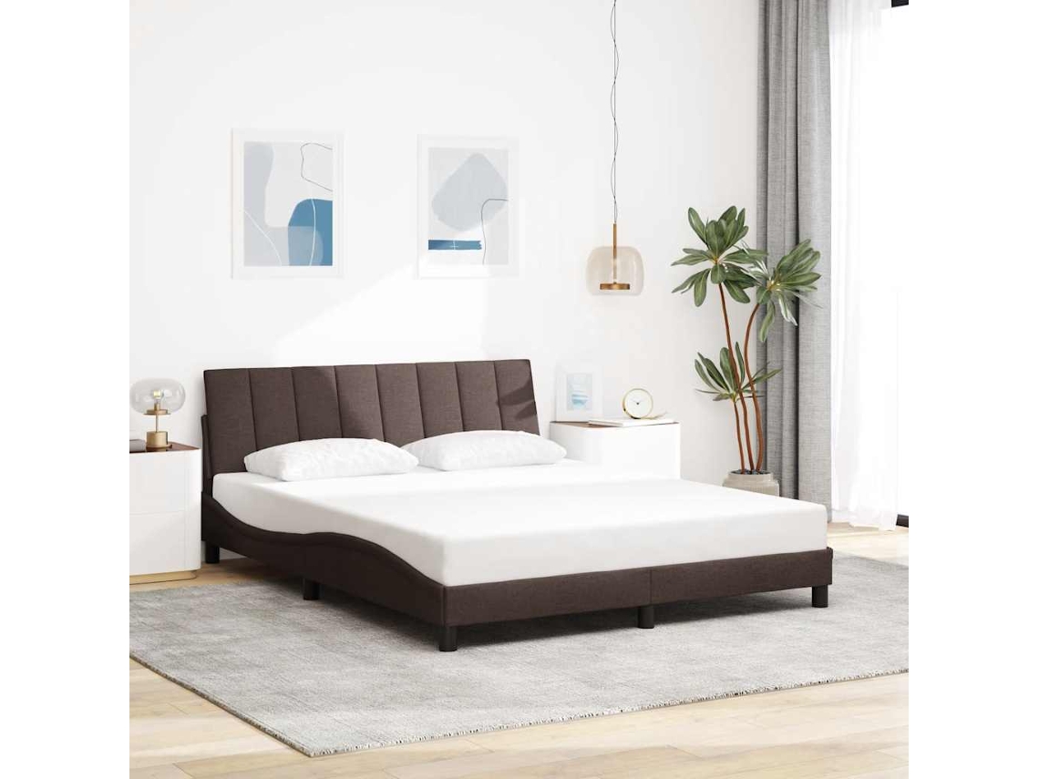 Vidaxl Estrutura De Cama Sem Colchão Hanko 160x200 Cm Tecido Castanho-escuro