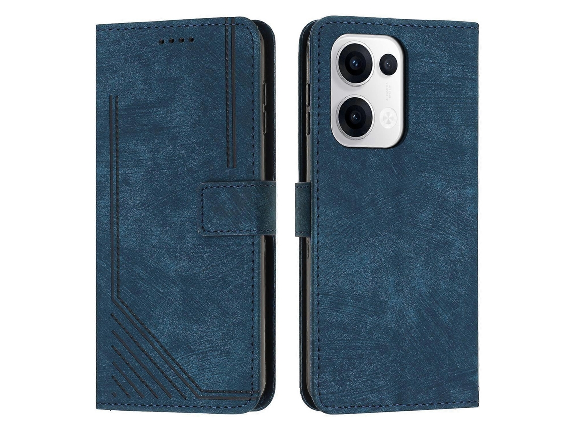 Capa De Couro Para Celular Com Padrão Listrado E Cordão Longo