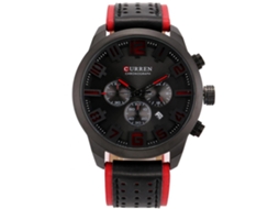 Relógio masculino Curren com calendário, pulseira de couro PU, movimento de quartzo, resistente à água, 3 cores.