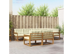 Vidaxl Conjunto De Sofás Para Exterior 7 Pcs Natural E Creme