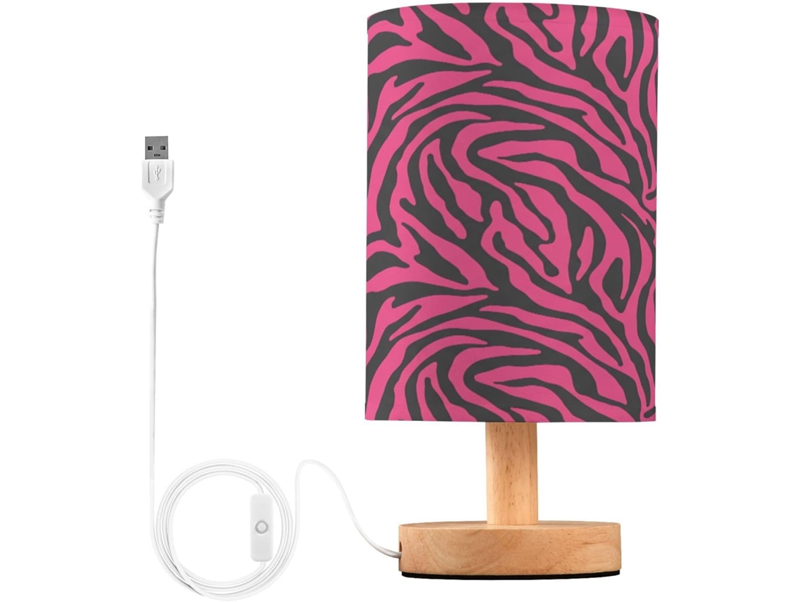 Abajur De Cabeceira Com Estampa Zebra Para Quarto, Luminária De Cabeceira Led, Luminária De Leitura Com Portas Usb E