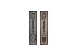 Figura Decorativa DKD Home Decor Acabamento envelhecido Metal Madeira Talheres (24 x 5 x 99 cm) (2 Unidades)