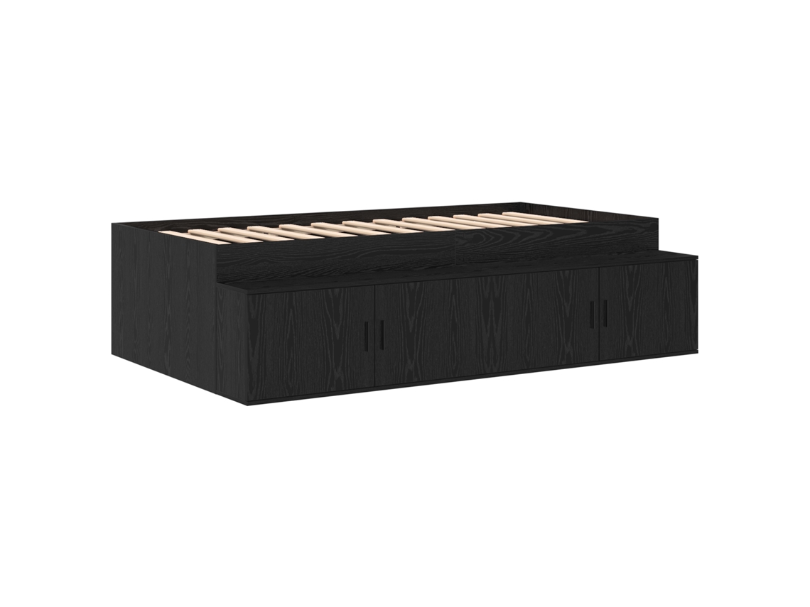 Conjunto 1 Estrutura Da Cama Vidaxl Preto Madeira De Pinho Maciça (80 X 200 Cm)
