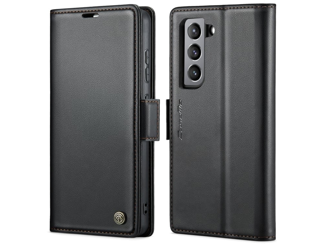 Capa Para Samsung Galaxy S21 Fe 5g Borboleta Fivela Litchi Textura De Telefone De Couro Rfid Antirroubo Preta