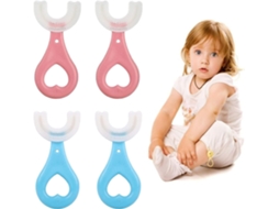 Escova de Dentes Infantil em Formato U, com Cerdas Silicone, Manual para Crianças, Limpeza Comp Leta. GOKOCO