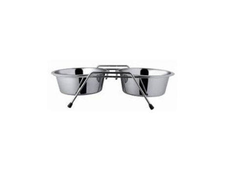 Comedouro Duplo em Inox 2X25Cm