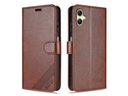 Capa Azns Para Samsung Galaxy A07 4g, Capa Antirriscos De Couro Pu, Suporte Tipo Carteira, Marrom