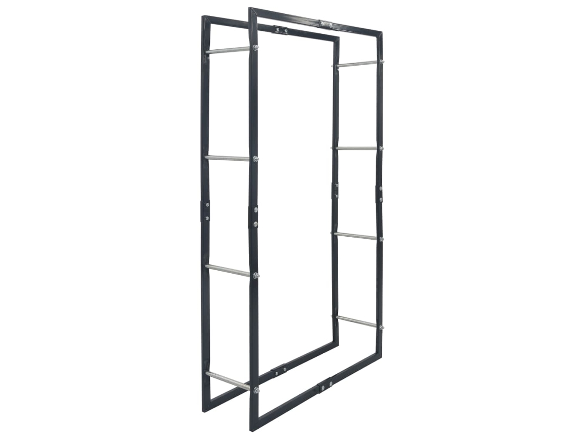 Suporte lenha VIDAXL Preto Aço (80x25x150 cm)