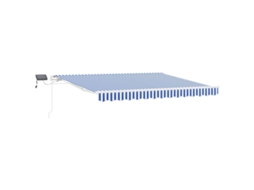 Toldo Retrátil Azul e Branco 350x250 Cm Poliéster e Alumínio MAISON EXCLUSIVE