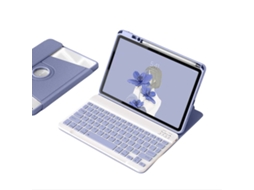 Teclado Bluetooth Com Suporte Giratório 360 ° + Capa Para Ipad 11 A16 2025 E 10 2022 10.9, Lavanda