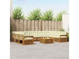 Vidaxl Conjunto De Sofás Para Exterior 10 Unid. Natural E Creme