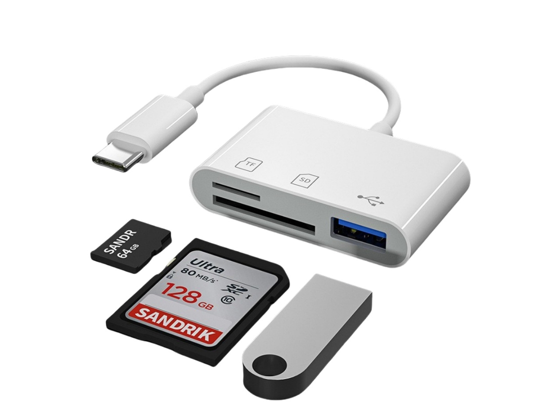 Leitor De Cartão Type C Para Sd/tf/usb Compatível Com Adaptadores Android Cuich