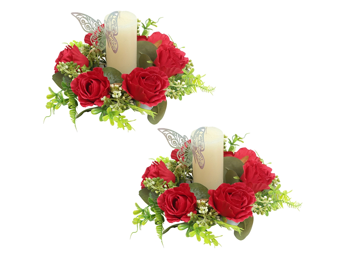 Laxiscreed Centro De Velas Com Rosas Artificiais Para Decoração De Casamentos E Festas Elegantes