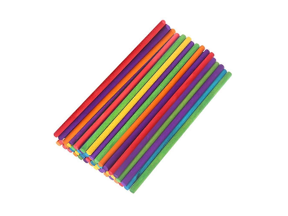 Omni 100 Palitos de Madeira Coloridos para Crianças para Modelos e Esculturas 20 X 0.5 Cm (cores Variadas)