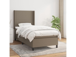 Cama Com Molas/colchão 90x200 Cm Tecido Castanho-acinzentado