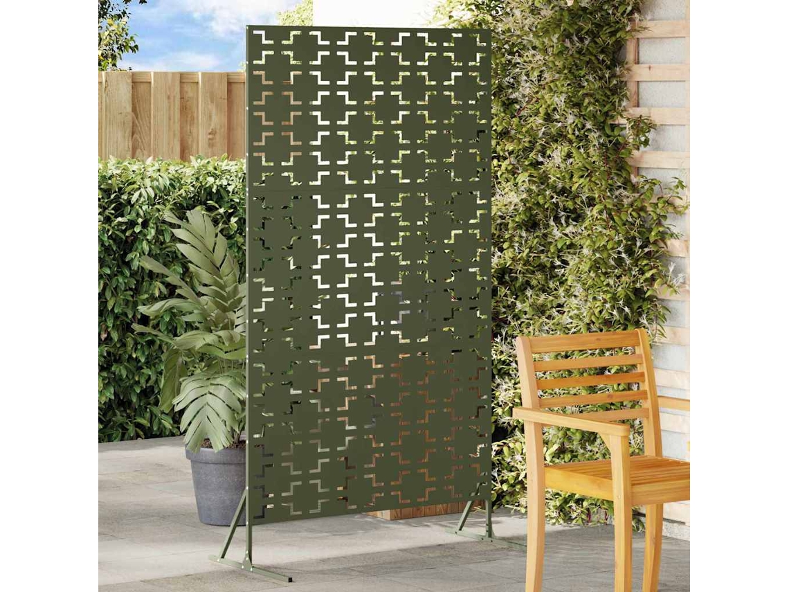 Vidaxl Protetor De Privacidade 100 X 50 X 180 Cm Aço Verde-azeitona