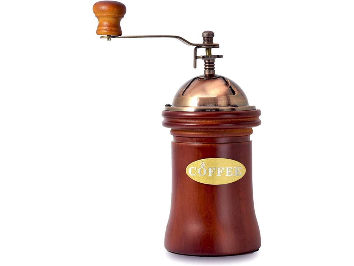 Moedor De Café Manual Clássico Madeira Com Engrenagem Ajustável