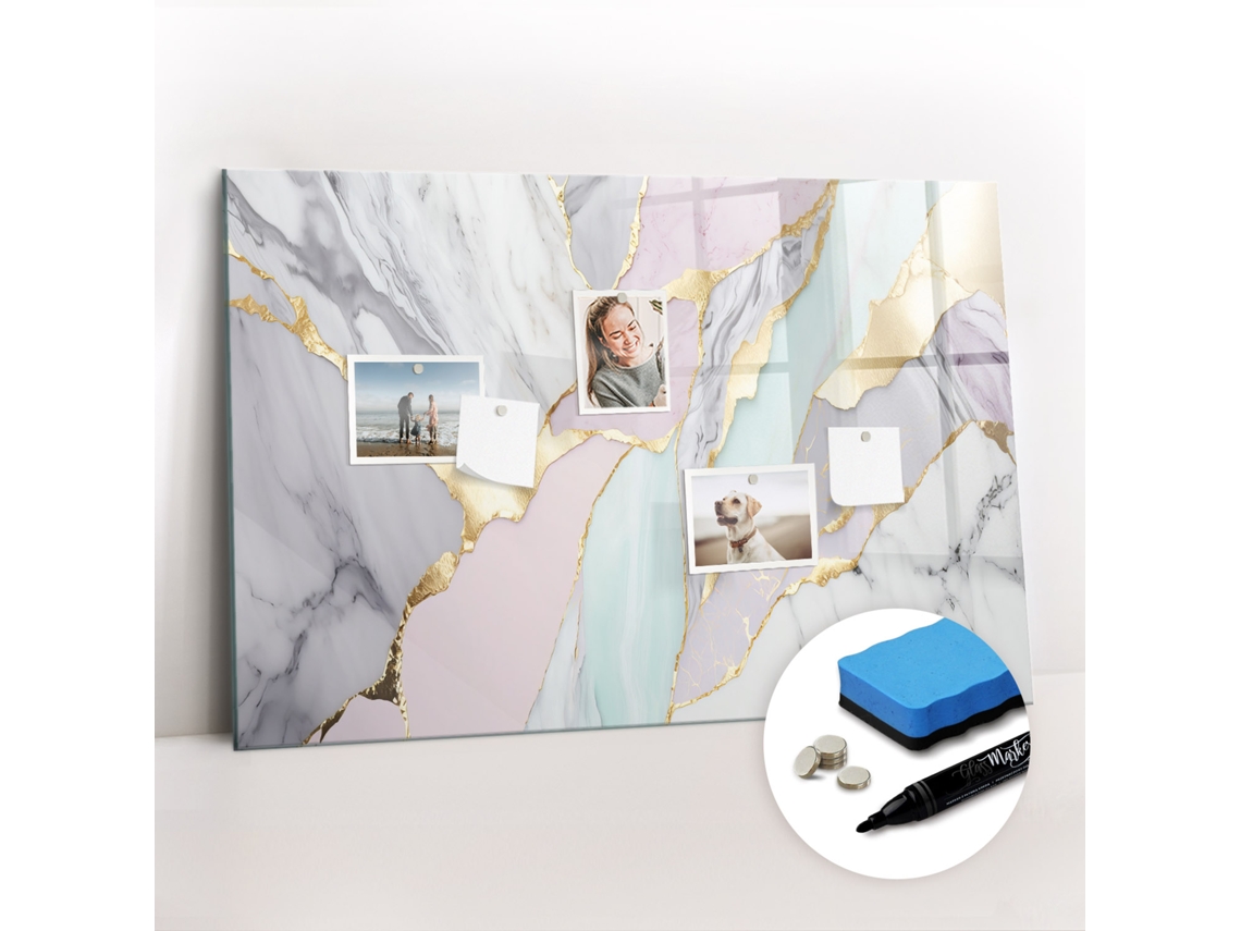 Quadro Magnético Colorido Padrão De Mármore Para O Quarto Das Crianças Espelharte (90x60 Cm)
