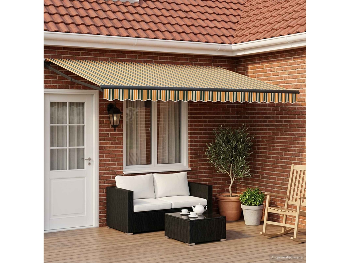 Vidaxl Toldo Retrátil Elétrico Verde, Amarelo, Antracite 5 X 3 M