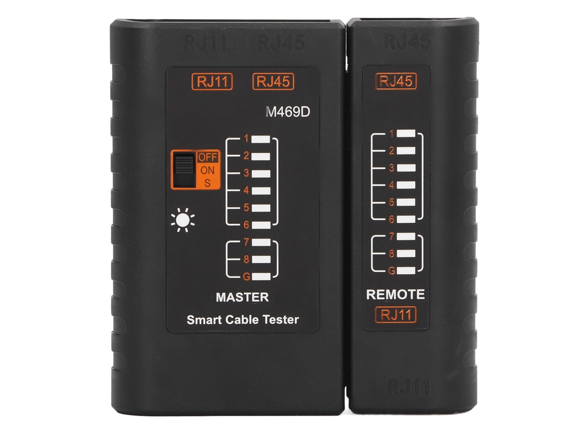 Yuru testador de Cabo de Rede Lan Led Abs Portátil com Detecção Precisão Rj45 Rj11 para Teste de Cabos Ethernet e Telefônicos