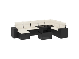 Conjunto de 9 Sofás para Jardim com Almofadões Vime Pe Preto MAISON EXCLUSIVE (9 pcs)