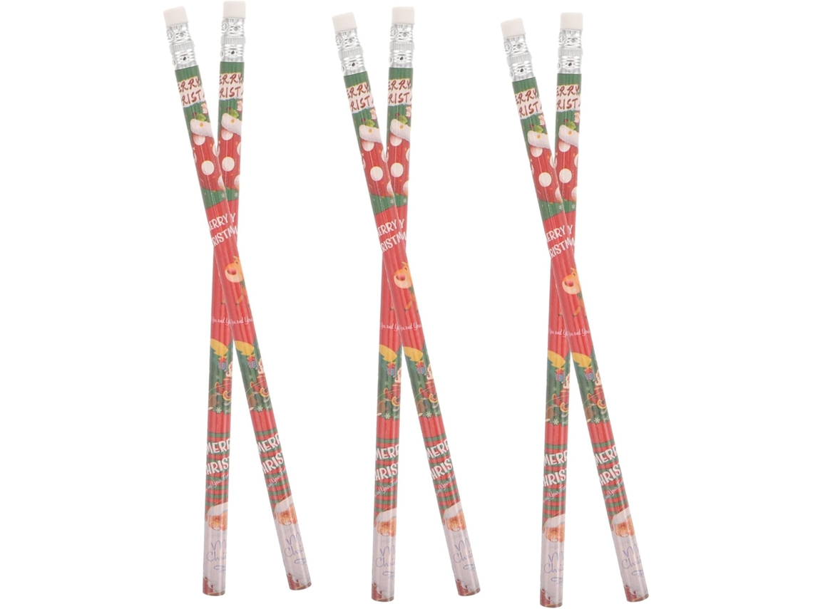 6pièces Crayons De Noël Colorés Avec Gomme Ludiques Pour Écriture Douce Cadeau Pour Fêtes Et Classe
