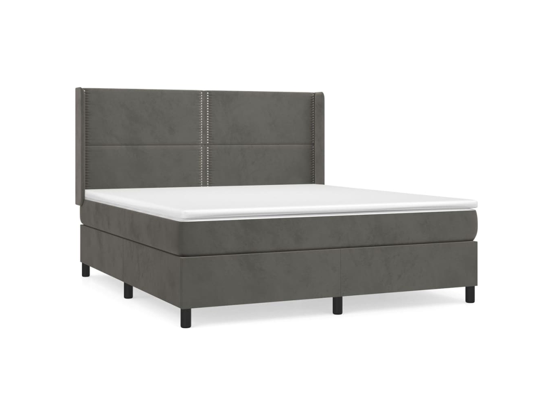 Cama com Molas e Colchão Veludo Cinzento Escuro MAISON EXCLUSIVE (160x200 cm)